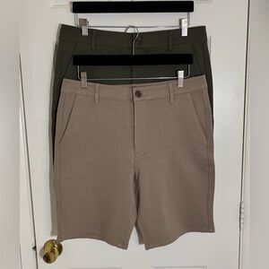 Men's 34” True Classics Comfort Knit Chino Shorts Bundle. Khaki and Army Green